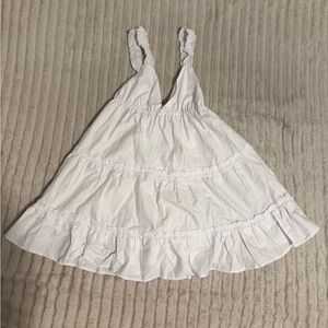 White Ruffled babydoll mini Sleeveless Dress